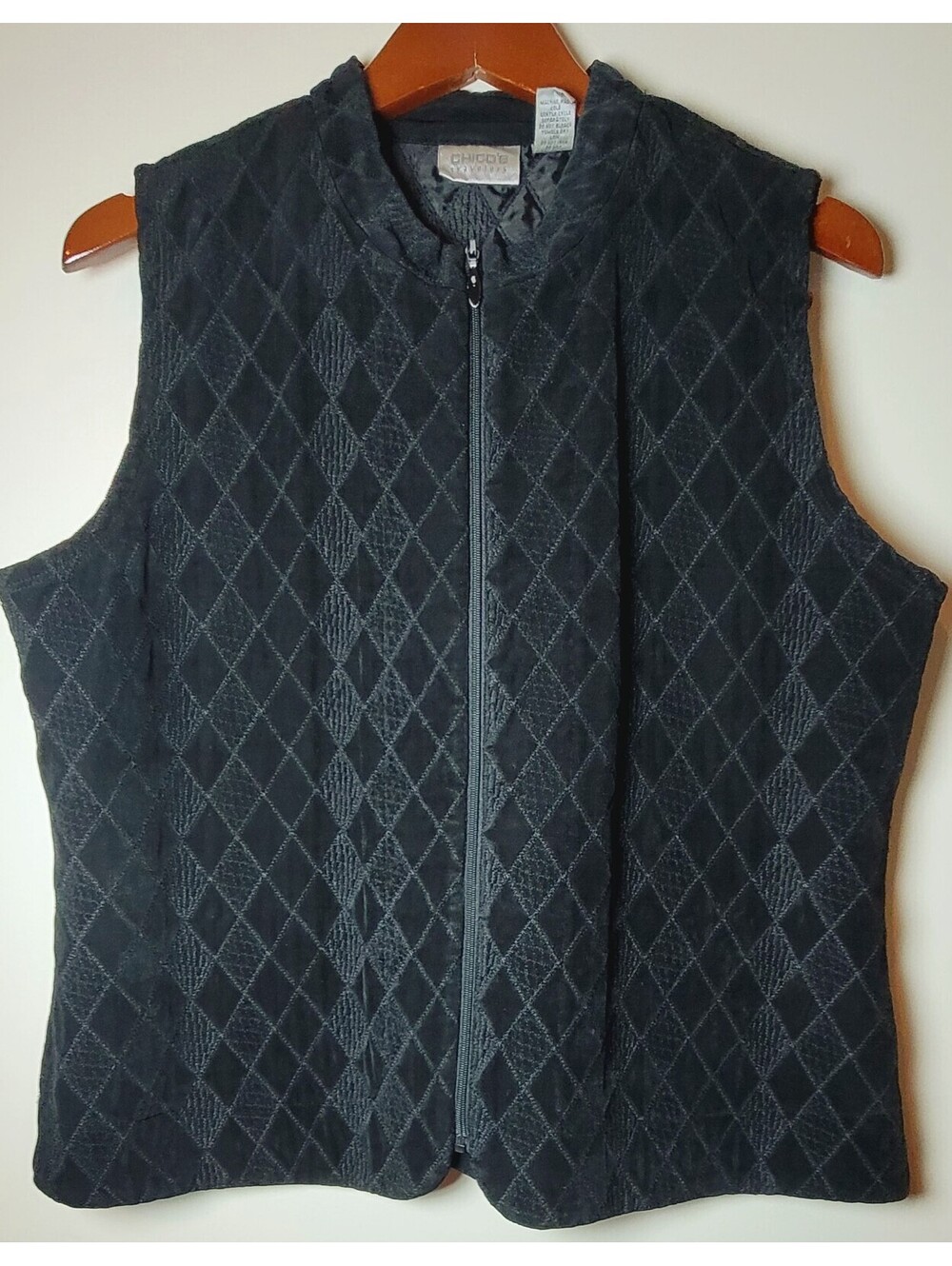 Chico's Women's Black Quilted Sleeveless Vest Jacket Size Medium